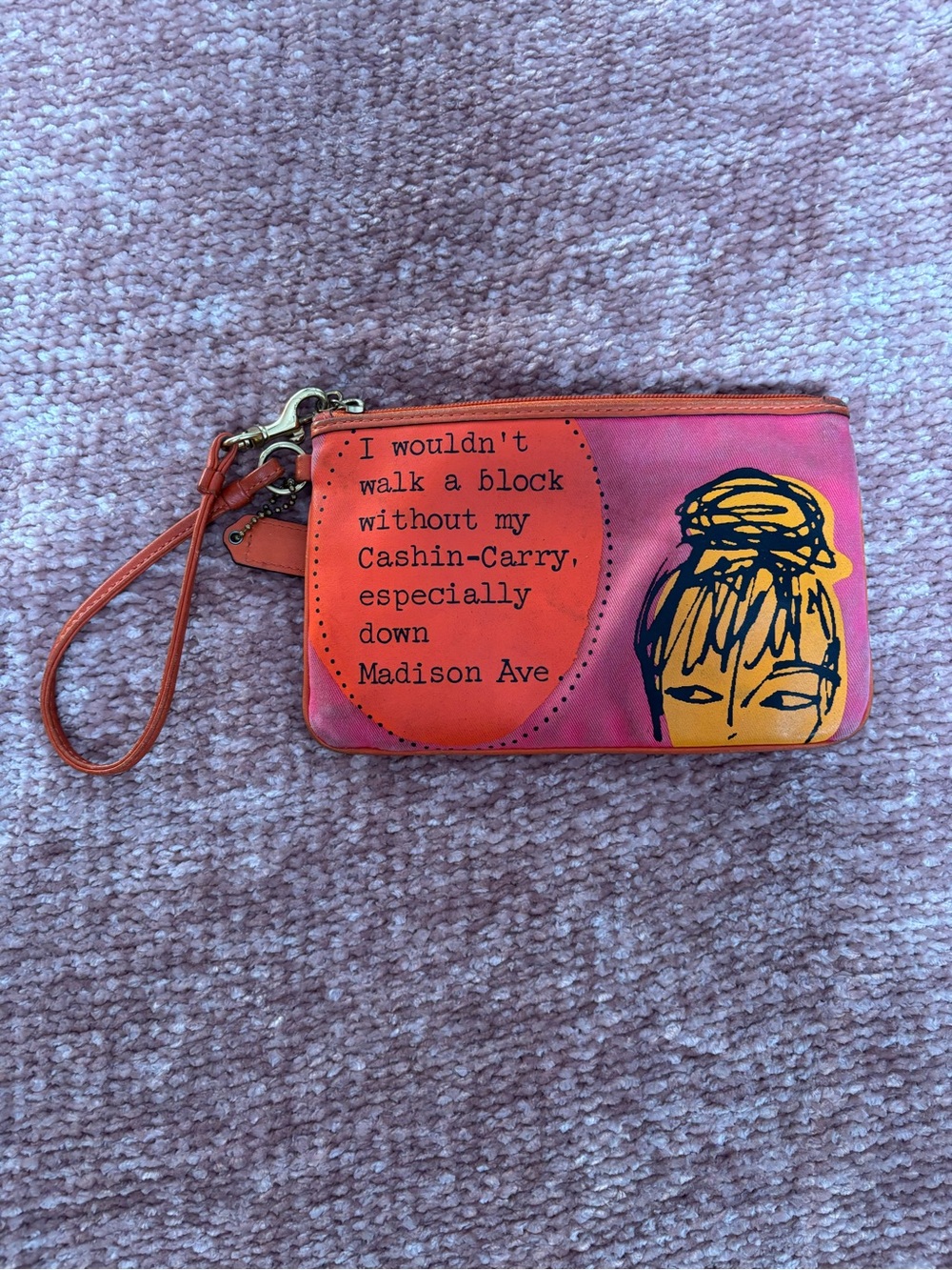 Coach Pink and Orange Cashin-Carry Wristlet